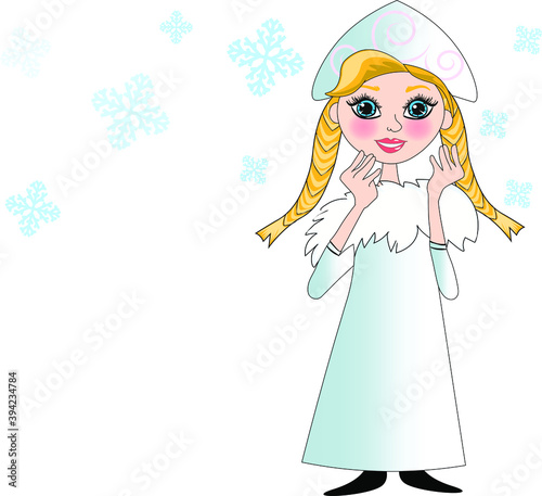 snow maiden girl new year Christmas cartoon