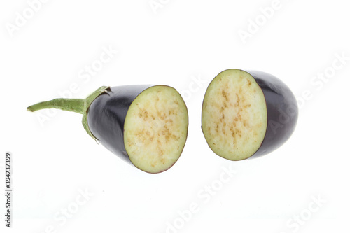 Eggplant brinjal or aubergine isolated on white background with clipping path and full depth of field