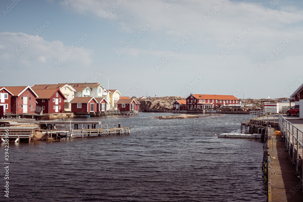 Naklejka premium Sunny Sweden Fjällbacka west coast spring fisher village