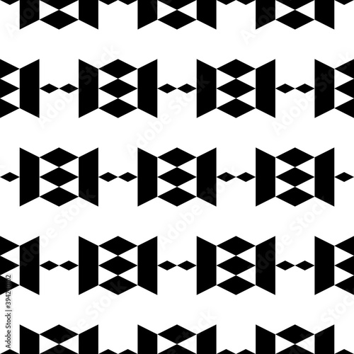 Seamless pattern. Rhombuses, trapeziums, triangles ornament. Folk wallpaper. Ethnic motif. Simple shapes background. Geometric backdrop. Digital paper, textile print, web design, abstract.