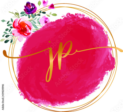 JP J P initial watercolor  logo template vector image.