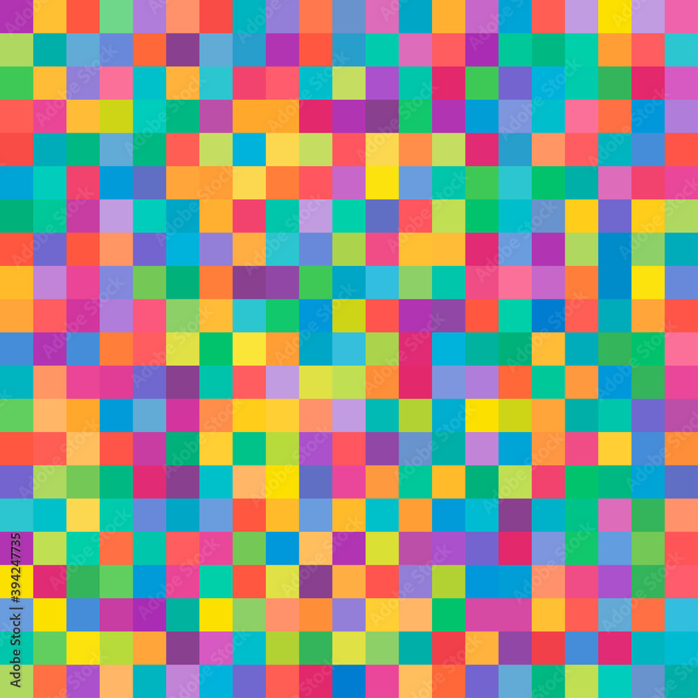 Vivid-Colourful square pixels, Mosaic tiles Seamlessy repeatable Pattern, background