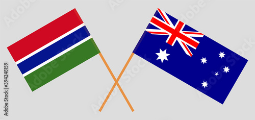 Crossed flags of the Gambia and Australia