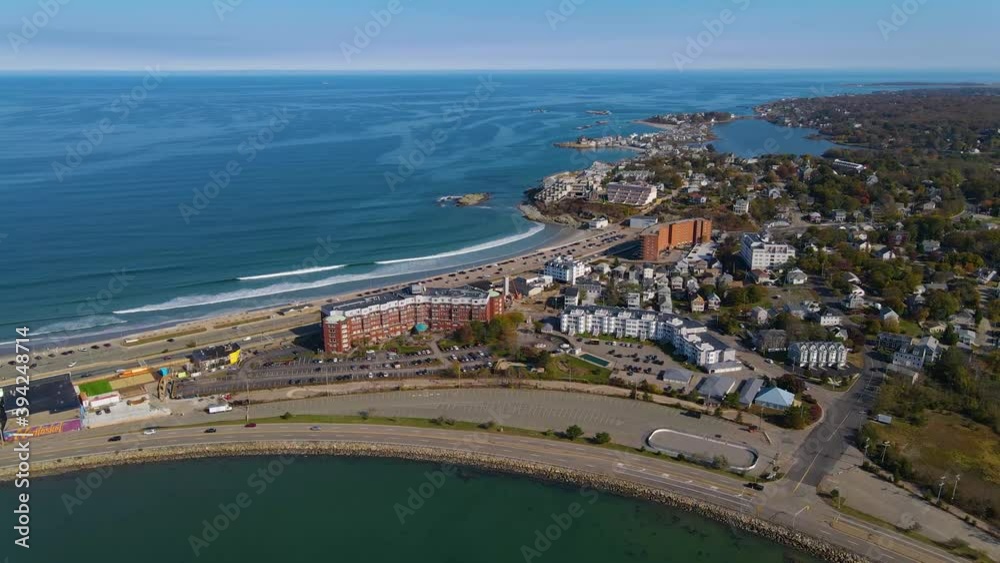 Nantasket Beach, Weir River and Hingham Bay aeral view with fall foliage in town of Hull, Massachusetts MA, USA. Nantasket Beach, Weir River and Hingham Bay aeral view with fall foliage in town of Hull, Massachusetts MA, USA.