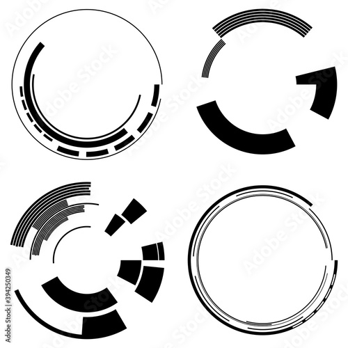 Geometric HUD, sc-fi GUI, UI circular elements. Geometric circle vector