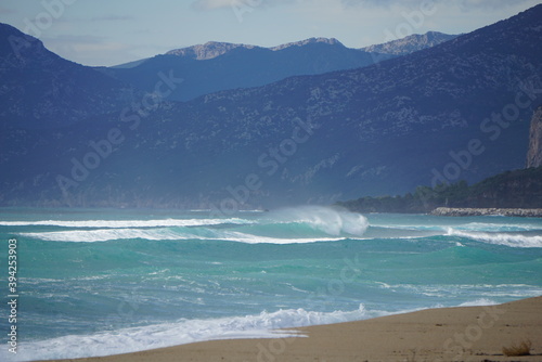 waves breaking on the beach