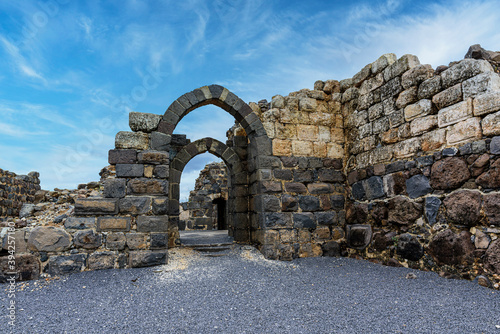 Konstfotografi The western gate and passageways to the quarters of the 12th century Crusader fortress at Jordan Star National Park