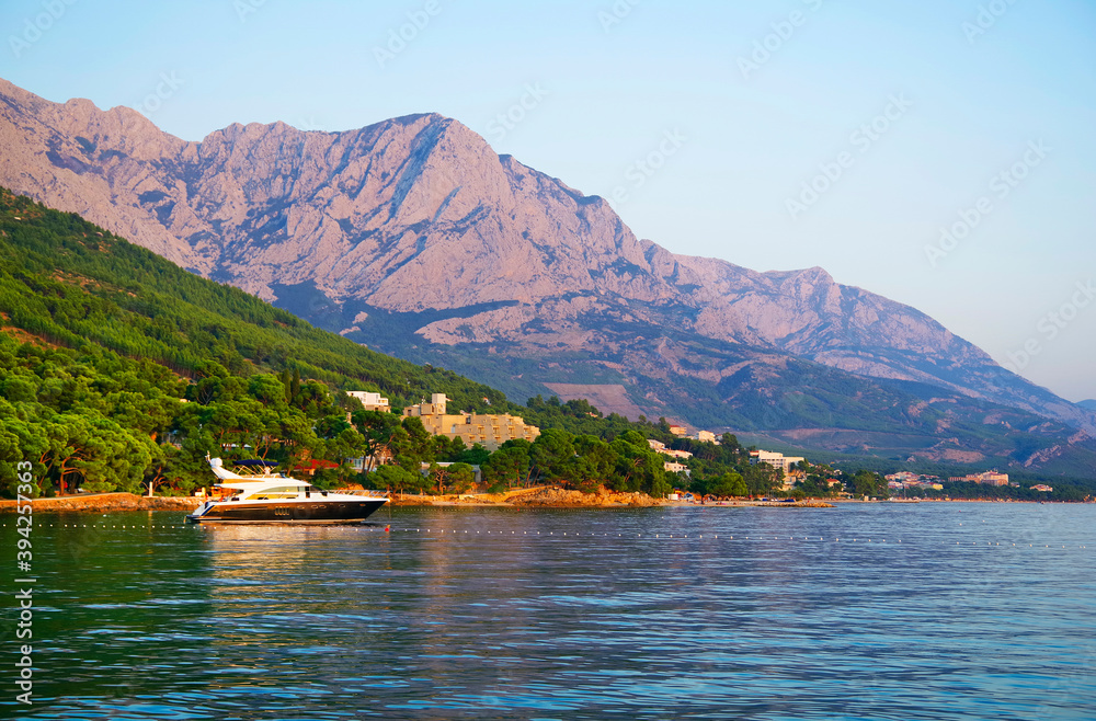 Touristic view of Makarska resort on the Dalmatian Coast, Croatia, Europe