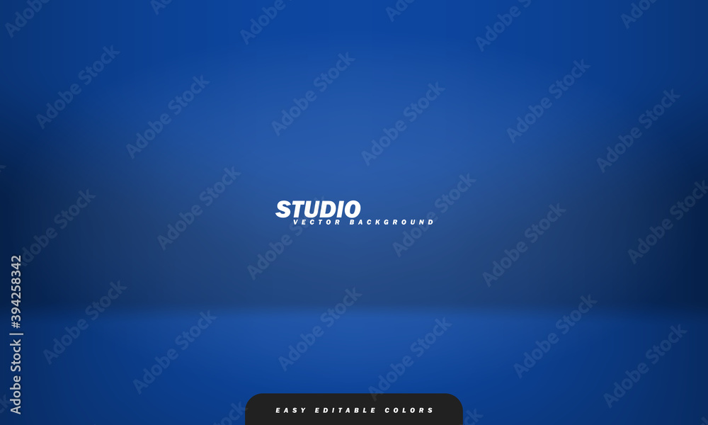 Empty blue studio room background, used as background for display your