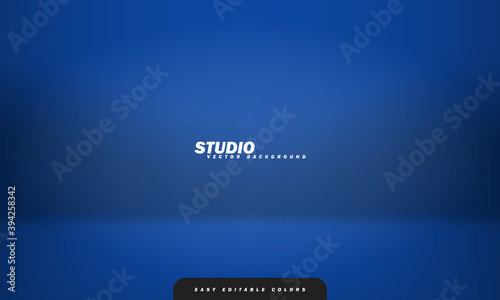 Empty blue studio room background, used as background for display your products