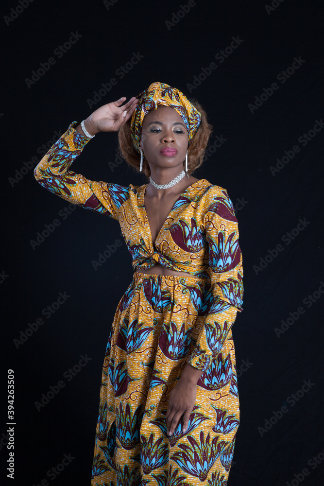 Pensive woman in African Dress