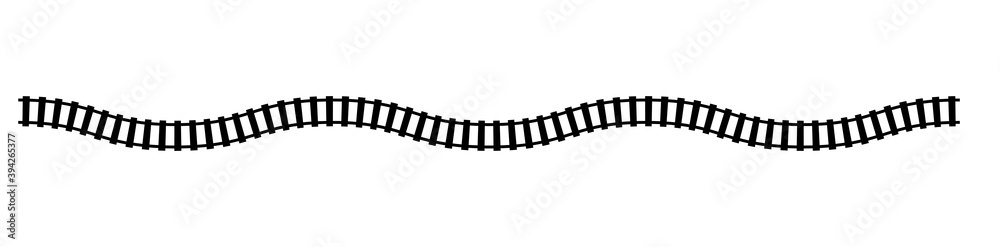 Railroad, Train track, Railway contour, silhouette vector. Tramway, metro, subway path