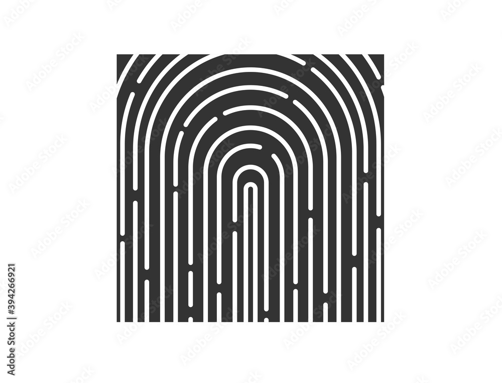 The logo is a fingerprint on a square area The logo is a fingerprint on a square area