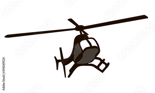 Flying helicopter silhouette drawing sketch vector