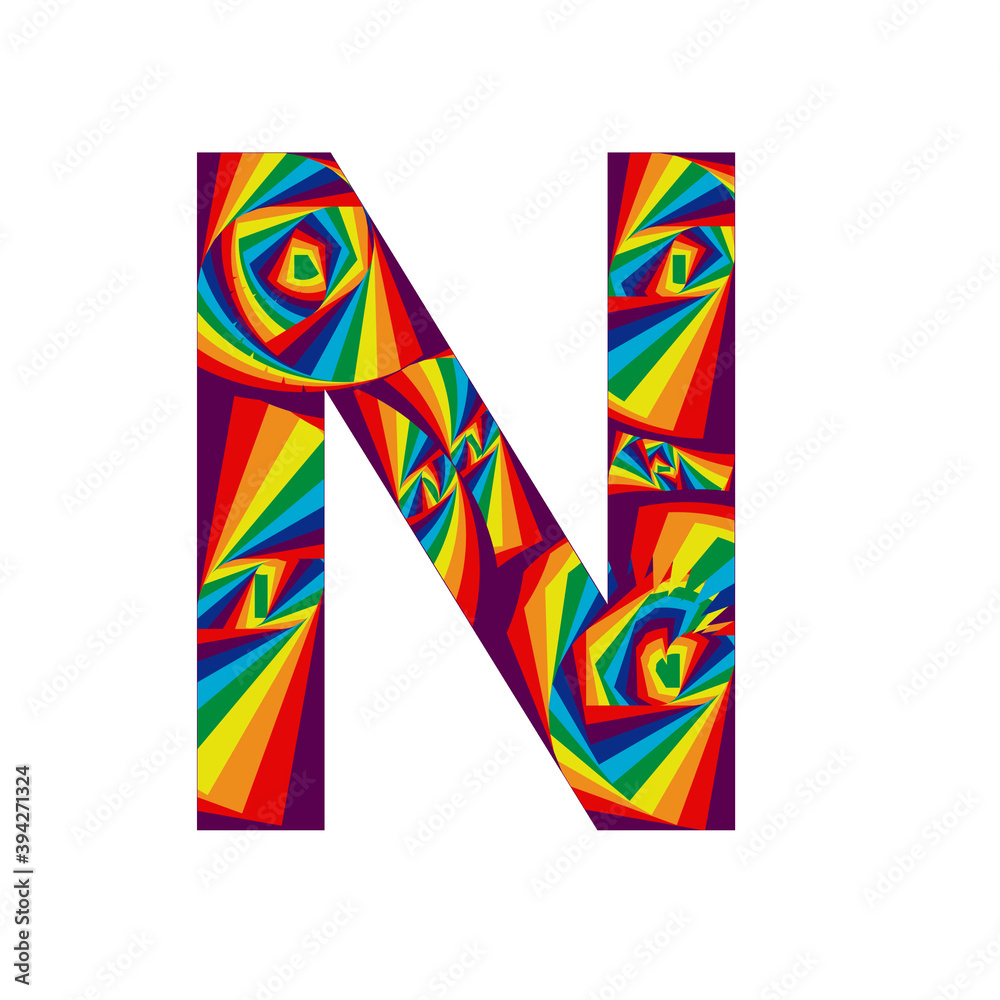 illustration with the letter N in abstract style and rainbow colors illustration with the letter N in abstract style and rainbow colors