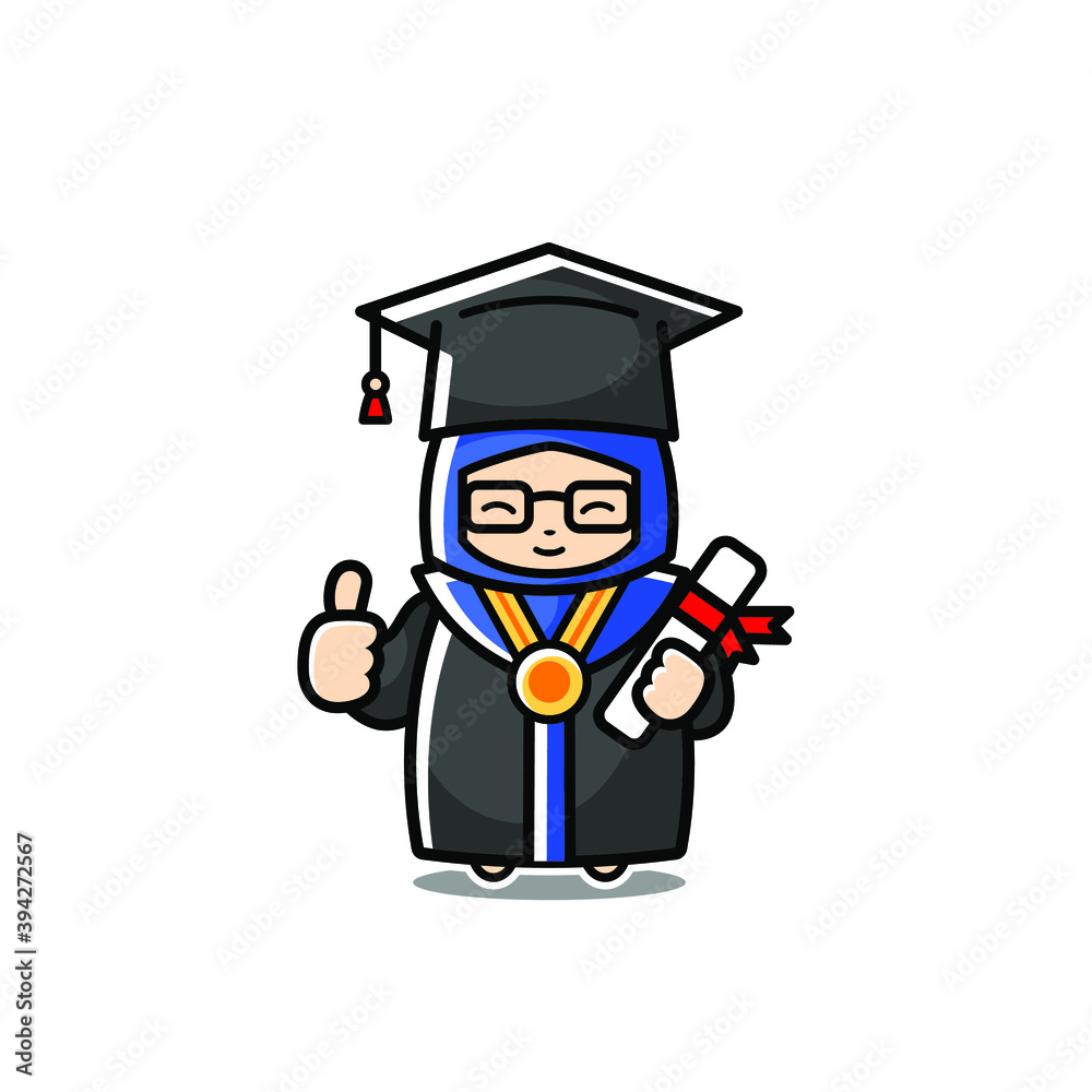 mascot of cartoon female hijab graduation mascot of cartoon female hijab graduation
