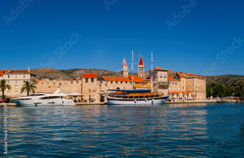 Trogir boats and waterfront view, UNESCO town in Croatia landmarks. September 2020 © Сергій Вовк