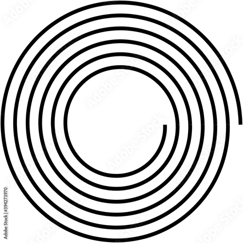 Archimedean - Arithmetic abstract spiral, swirl, twirl set on white. Volute, helix, cochlear shape(s)