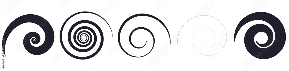 Abstract spiral, twist. Radial swirl, twirl curvy lines element. Circular, concentric loop-hook. Revolved whirl design shape, Whirlwind, whirlpool illustration. Radiating volute, whirligig, curlicue Abstract spiral, twist. Radial swirl, twirl curvy lines element. Circular, concentric loop-hook. Revolved whirl design shape, Whirlwind, whirlpool illustration. Radiating volute, whirligig, curlicue