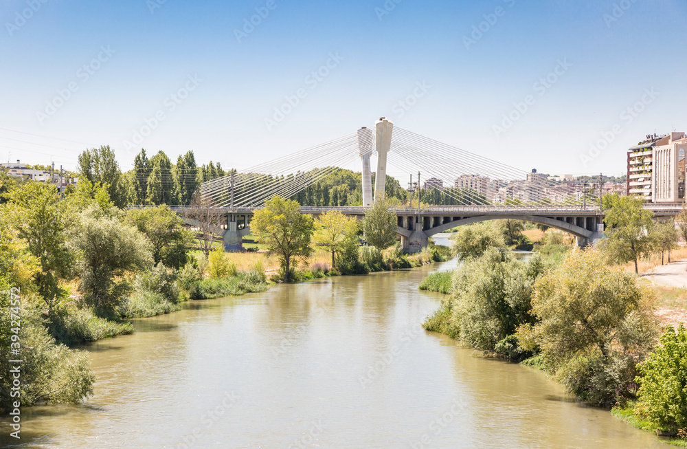 Prince of Viana Bridge over the Segre River in Lleida city, Catalonia, Spain