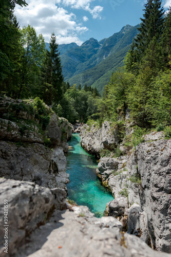 Fototapeta Naklejka Na Ścianę i Meble -  Soca Valley, Slovenia: Image of the beautiflul valley of soca river.