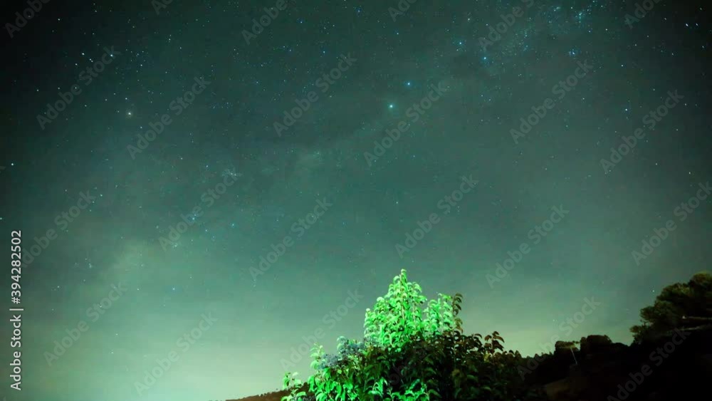 Time lapse de céu estrelado e via láctea
