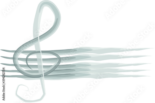 hand drawn music notes lines with note clef, watercolor painted