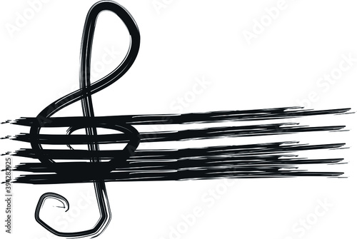 hand drawn music notes lines with note clef