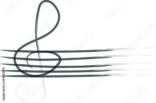 hand drawn music notes lines with note clef
