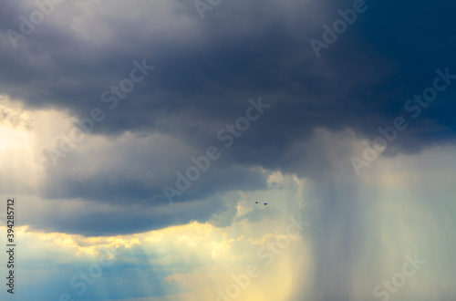 Heavy rain cloudscape . Torrent of rain in the clouds © russieseo