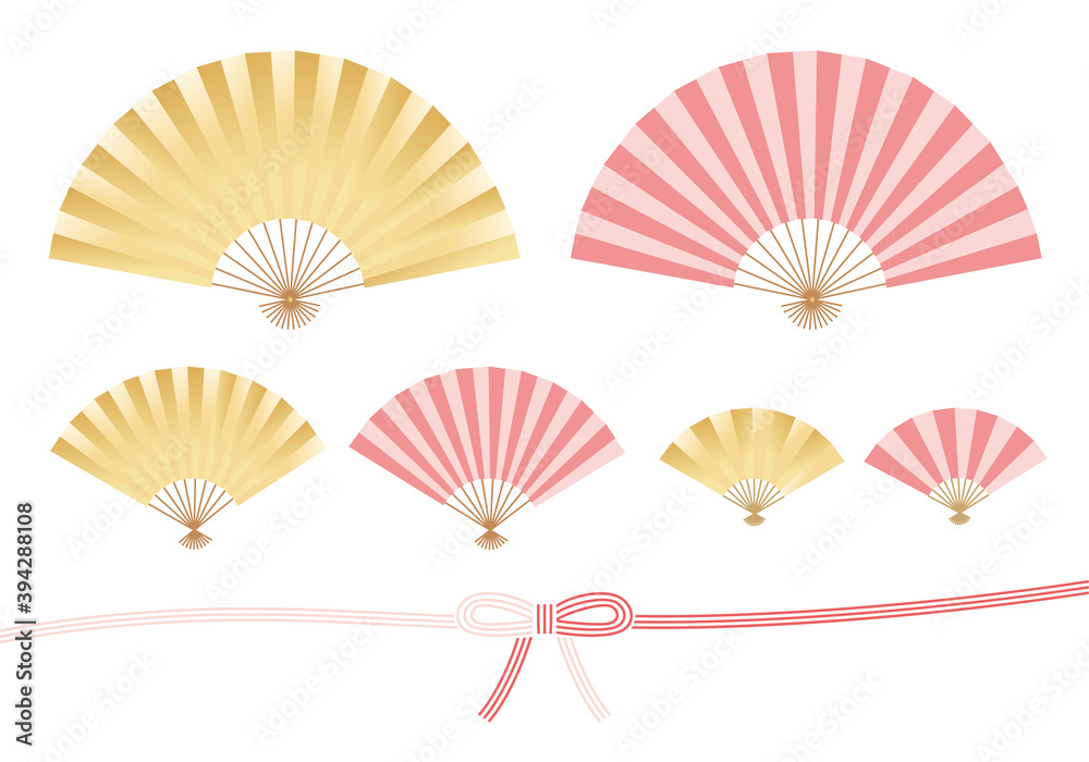 扇子と水引のイラストセット Stock Vector Adobe Stock