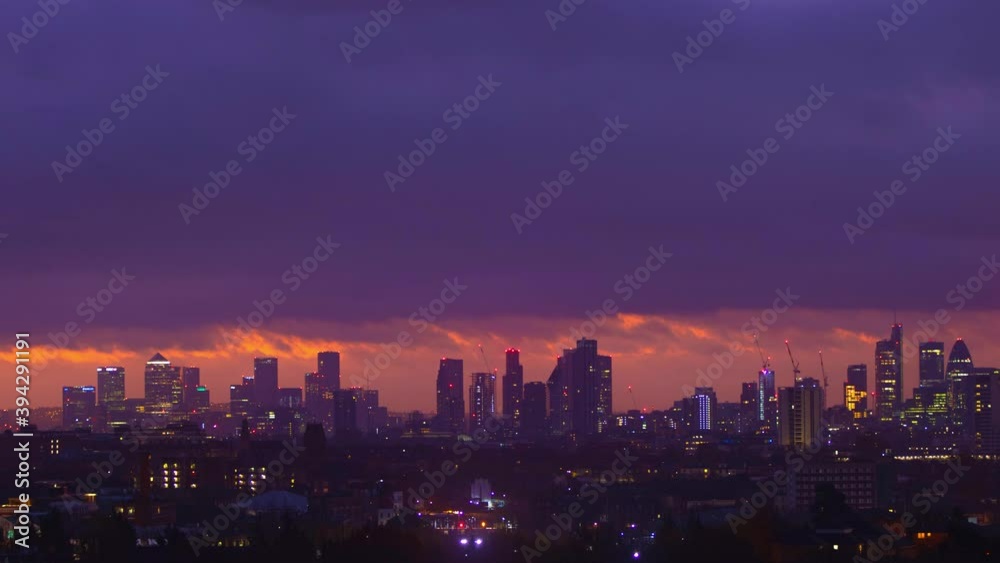 Long timelapse of beautiful sunrise over Iconic London skyline Long timelapse of beautiful sunrise over Iconic London skyline