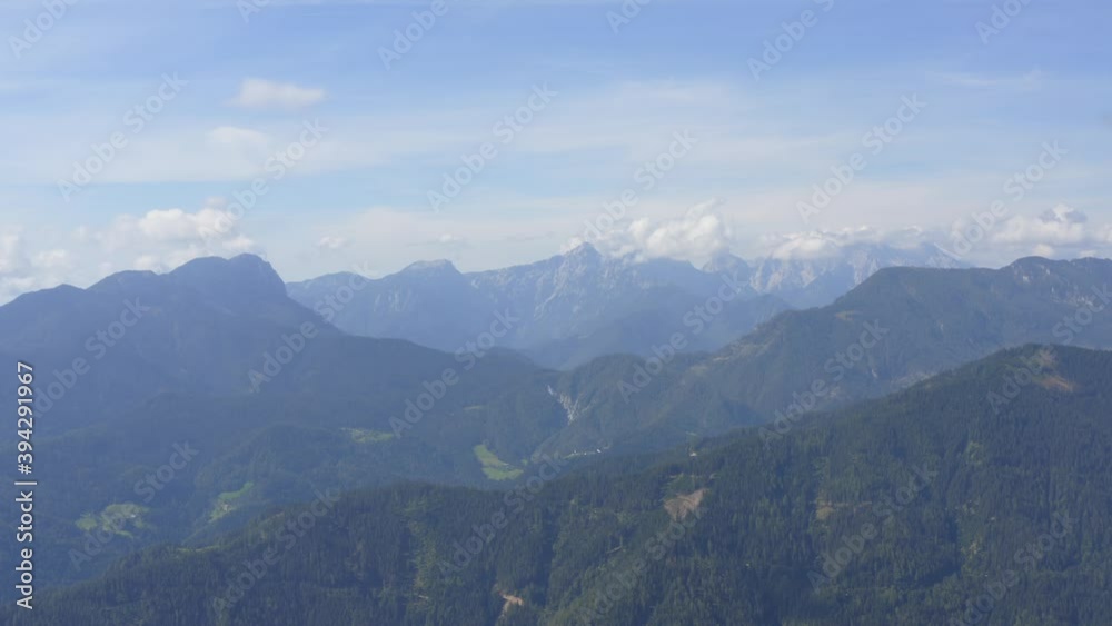Majestic aerial view of Peca, highest mountain of eastern Karawanks Majestic aerial view of Peca, highest mountain of eastern Karawanks