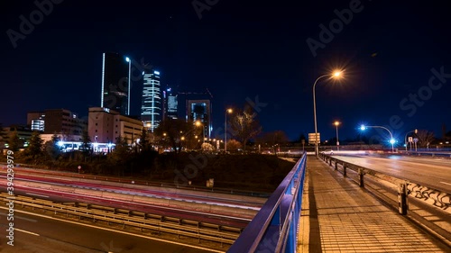 4 Torres Business Area Madrid Night Timelapse 4K photo