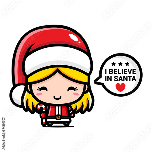 cute girl character wearing santa costume