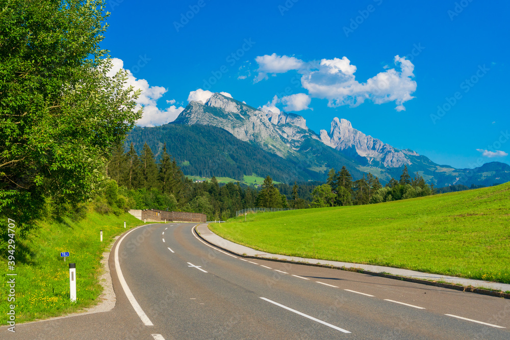 country road at the european alps austria