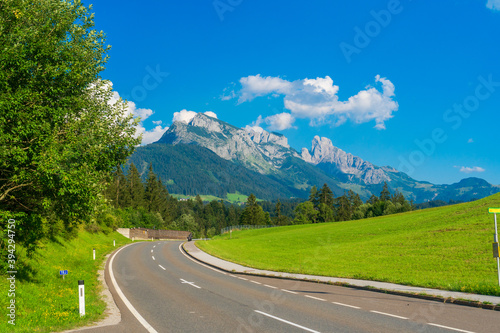 country road at the european alps austria