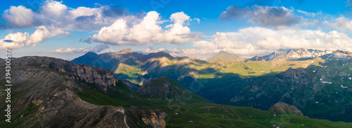 Panoramic Image of Grossglockner Alpine Road. Curvy Winding Road in Alps. Dramatic Sky. Austria © Martin