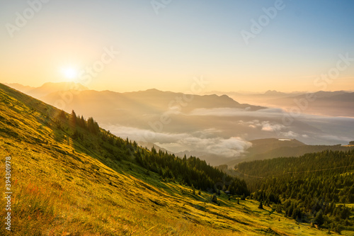 sinrise view from Schmitten mountain in Austria - near Zell am See - alps mountain in europe photo