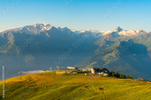 sinrise view from Schmitten mountain in Austria - near Zell am See - alps mountain in europe