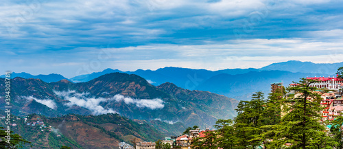 Beautiful panoramic cityscape of Shimla  the state capital of Himachal Pradesh located amidst Himalayas of India.