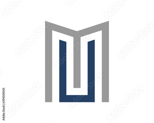 M and U Letter with blue and gray colors