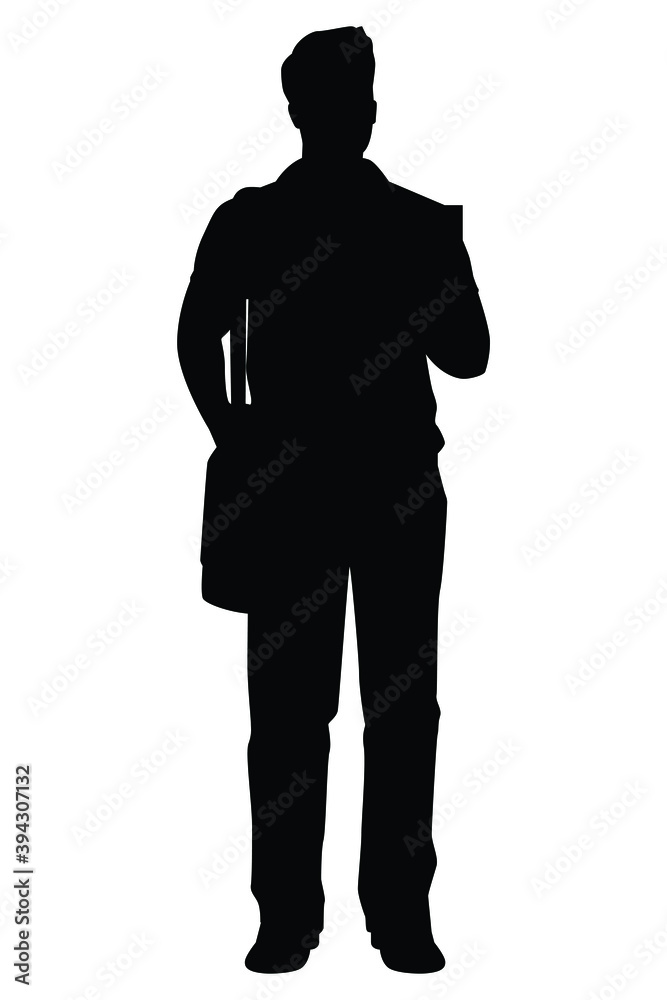 Male teacher with book silhouette vector