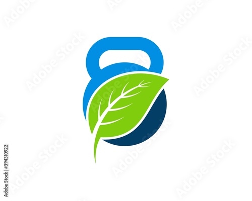 Gym kettle bell with nature leaf inside