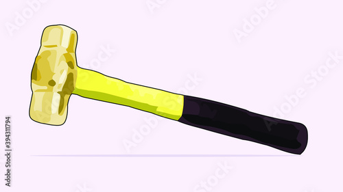 illustration of a copper round hammer with a rubber overlaid wooden handle