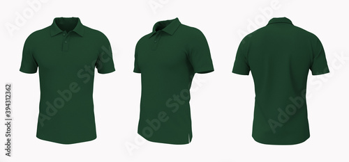 Foto Blank collared shirt mockup, front, side and back views, tee design presentation
