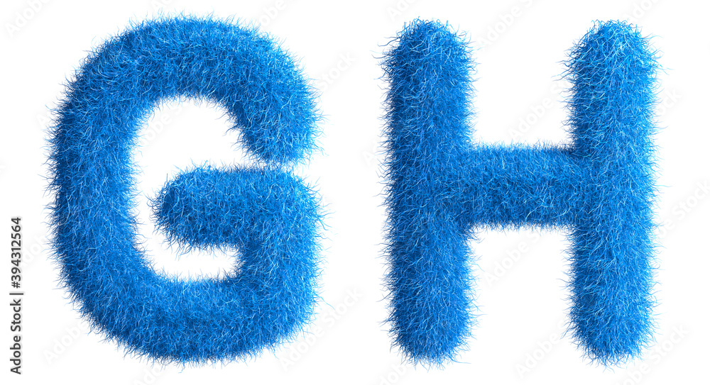 Alphabet made from fur, fur font, 3d alphabet. 3d illustration.