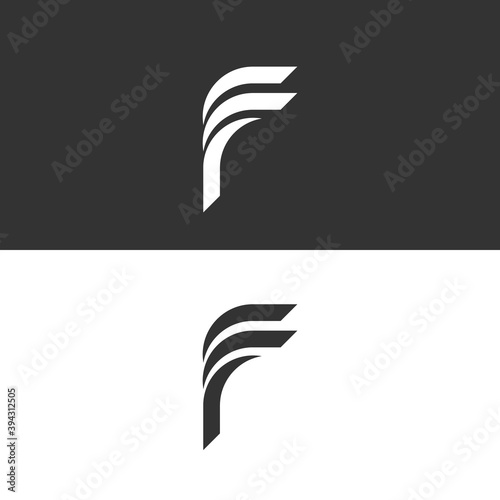 letter f logo with unique design, black and white bagroun