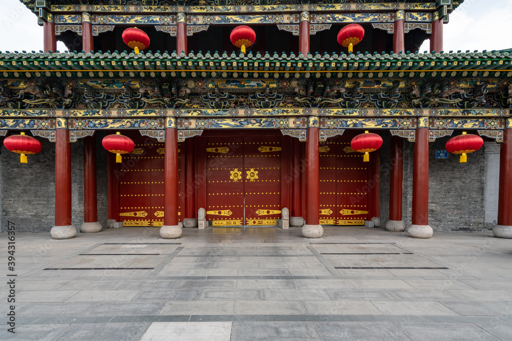 The gate of ancient Chinese architecture in Taiyuan, Shanxi Province, China The gate of ancient Chinese architecture in Taiyuan, Shanxi Province, China