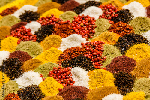 Canvas Print Different seasonings for sale at the turkish bazaar